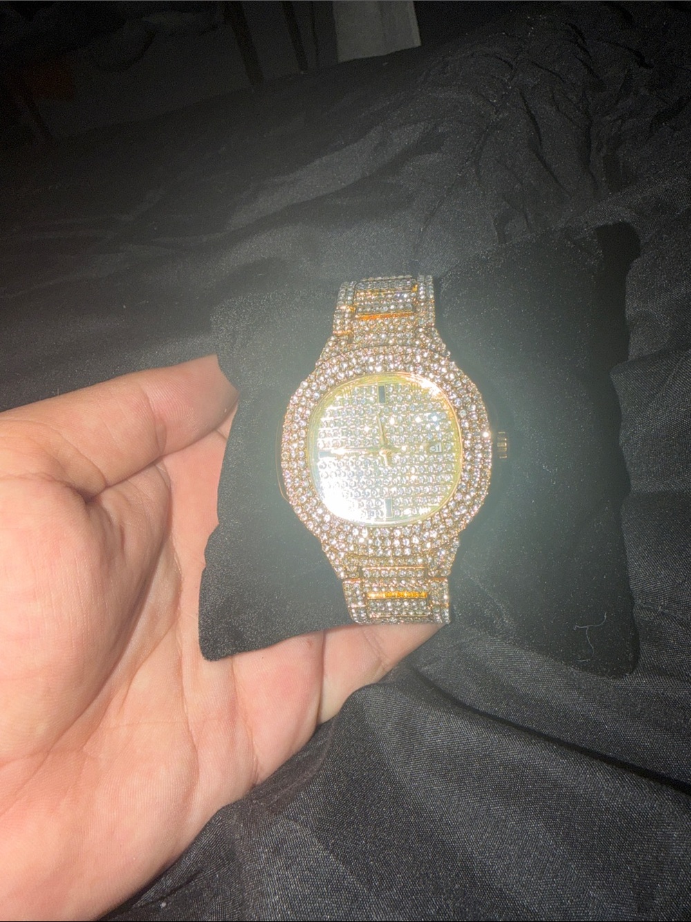 Men's Gold-Tone Crystal Pavé Bracelet Watch